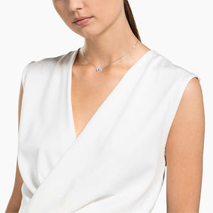 COLLANA SWAROVSKI SPARKLING DANCE ROUND, BIANCO, PLACCATURA RODIO