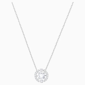 COLLANA SWAROVSKI SPARKLING DANCE ROUND, BIANCO, PLACCATURA RODIO