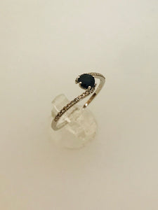 ANELLO SOLITARIO ZAFFIRO DIAMANTI ORO BIANCO