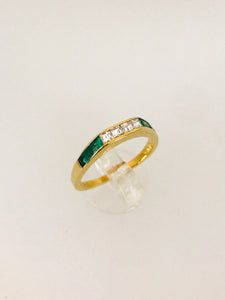 ANELLO SMERALDO DIAMANTI ORO GIALLO