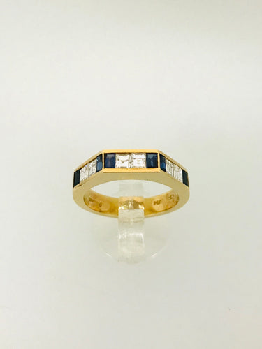 ANELLO FEDINA DIAMANTI ZAFFIRI ORO GIALLO