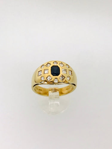 ANELLO FANTASIA DIAMANTI ZAFFIRO ORO GIALLO