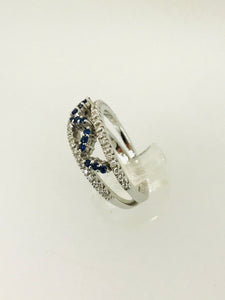 ANELLO FANTASIA DIAMANTI ZAFFIRI ORO BIANCO