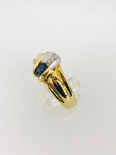 Carica l&#39;immagine nel visualizzatore di Gallery, ANELLO FANTASIA DIAMANTI ZAFFIRO ORO GIALLO E BIANCO
