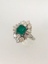 Carica l&#39;immagine nel visualizzatore di Gallery, ANELLO SMERALDO DIAMANTI ORO BIANCO