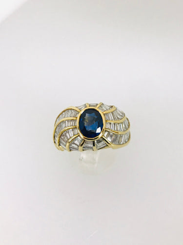 ANELLO FANTASIA DIAMANTI ZAFFIRO ORO GIALLO
