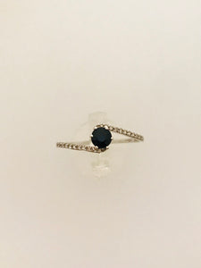 ANELLO SOLITARIO ZAFFIRO DIAMANTI ORO BIANCO