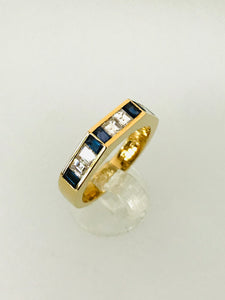 ANELLO FEDINA DIAMANTI ZAFFIRI ORO GIALLO