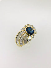 Carica l&#39;immagine nel visualizzatore di Gallery, ANELLO FANTASIA DIAMANTI ZAFFIRO ORO GIALLO