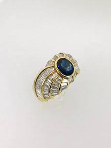 ANELLO FANTASIA DIAMANTI ZAFFIRO ORO GIALLO