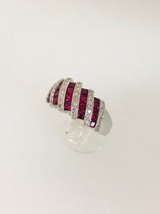 ANELLO FASCIA RUBINI DIAMANTI ORO BIANCO