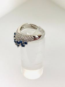 ANELLO FANTASIA DIAMANTI ZAFFIRI ORO BIANCO