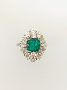 ANELLO SMERALDO DIAMANTI ORO BIANCO