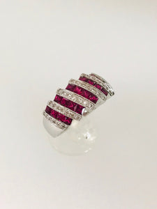 ANELLO FASCIA RUBINI DIAMANTI ORO BIANCO