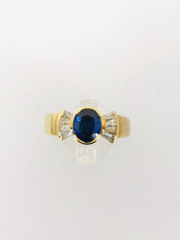Carica l&#39;immagine nel visualizzatore di Gallery, ANELLO FANTASIA DIAMANTI ZAFFIRO ORO GIALLO