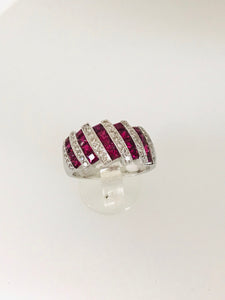 ANELLO FASCIA RUBINI DIAMANTI ORO BIANCO