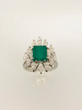 Carica l&#39;immagine nel visualizzatore di Gallery, ANELLO SMERALDO DIAMANTI ORO BIANCO