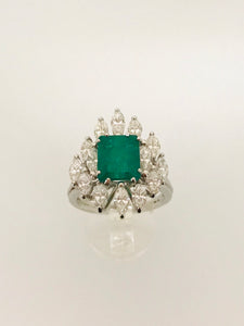 ANELLO SMERALDO DIAMANTI ORO BIANCO