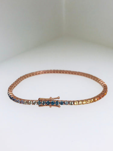 BRACCIALE TENNIS RAINBOW IN ZAFFIRI 3,60Kt