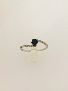 ANELLO SOLITARIO ZAFFIRO DIAMANTI ORO BIANCO