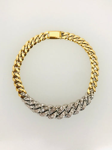 BRACCIALE GROUMETTE ORO GIALLO E BIANCO CON DIAMANTI AC104
