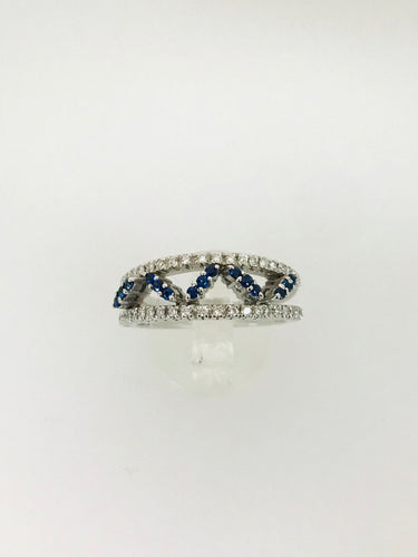 ANELLO FANTASIA DIAMANTI ZAFFIRI ORO BIANCO