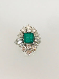 ANELLO SMERALDO DIAMANTI ORO BIANCO