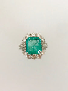 ANELLO SMERALDO DIAMANTI ORO BIANCO