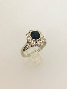ANELLO SOLTIARIO ZAFFIRO DIAMANTI ORO BIANCO