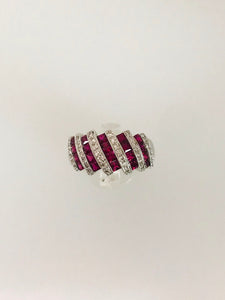 ANELLO FASCIA RUBINI DIAMANTI ORO BIANCO