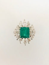 Carica l&#39;immagine nel visualizzatore di Gallery, ANELLO SMERALDO DIAMANTI ORO BIANCO