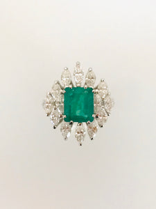 ANELLO SMERALDO DIAMANTI ORO BIANCO