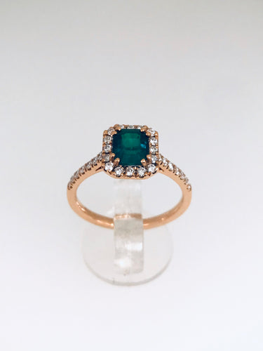 ANELLO BOGOTA' ORO ROSA SMERALDO CT. 0,88