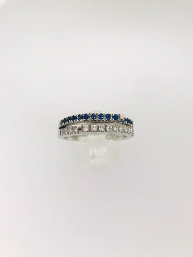 ANELLO FANTASIA DIAMANTI ZAFFIRI ORO BIANCO
