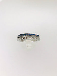 ANELLO FANTASIA DIAMANTI ZAFFIRI ORO BIANCO