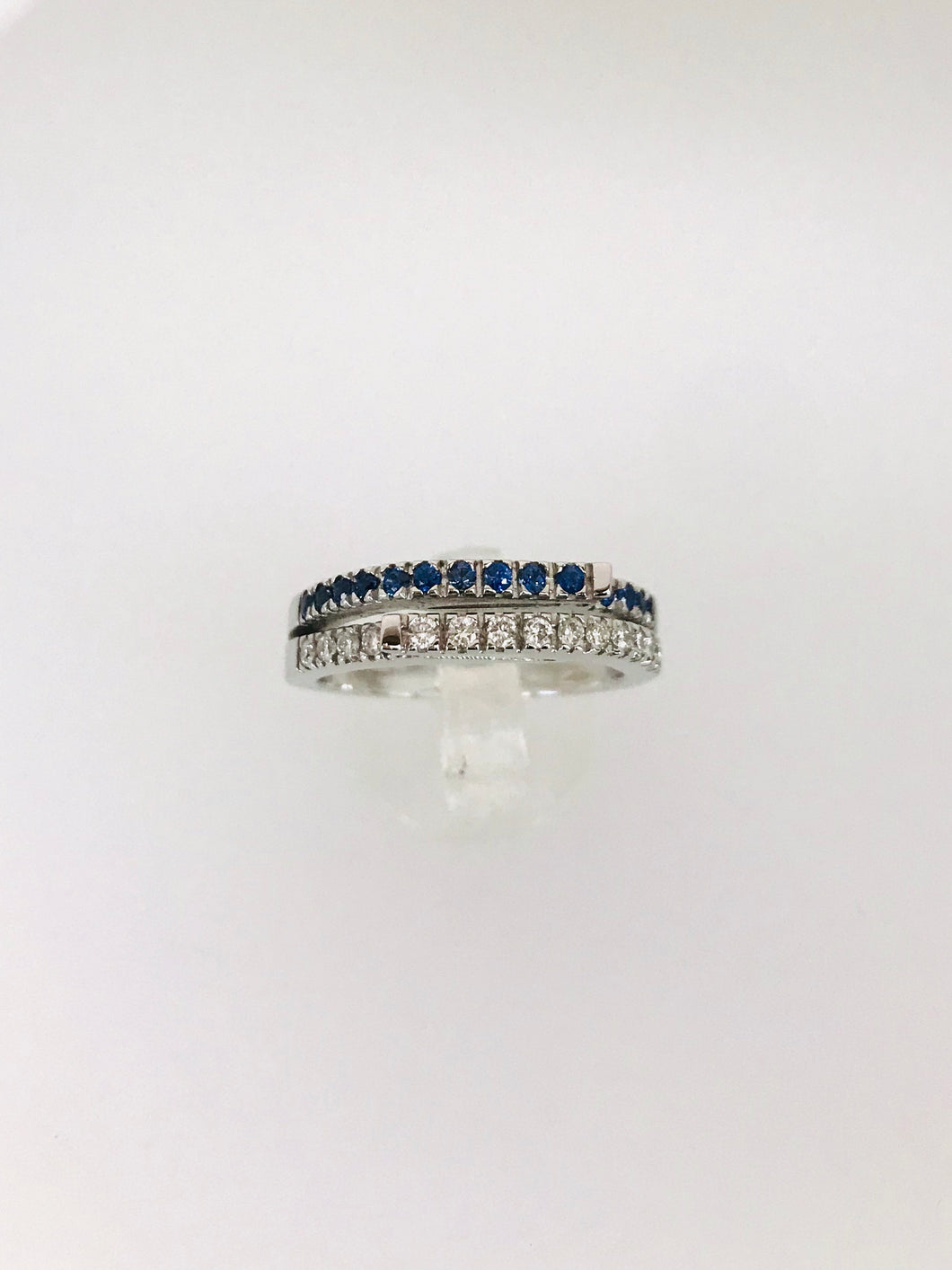 ANELLO FANTASIA DIAMANTI ZAFFIRI ORO BIANCO