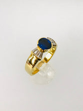 Carica l&#39;immagine nel visualizzatore di Gallery, ANELLO FANTASIA DIAMANTI ZAFFIRO ORO GIALLO