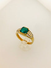Carica l&#39;immagine nel visualizzatore di Gallery, ANELLO SMERALDO DIAMANTI ORO GIALLO