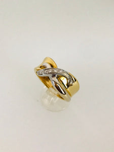 ANELLO FANTASIA DIAMANTI ORO GIALLO E BIANCO