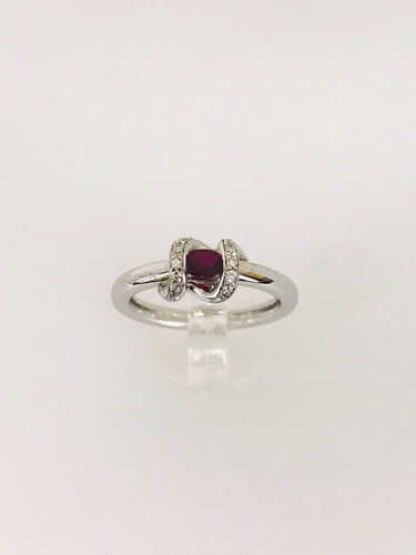 ANELLO FANTASIA RUBINO DIAMANTI ORO BIANCO