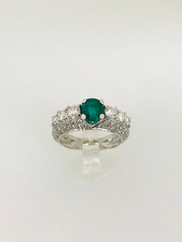 ANELLO FEDINA SMERALDO DIAMANTI ORO BIANCO