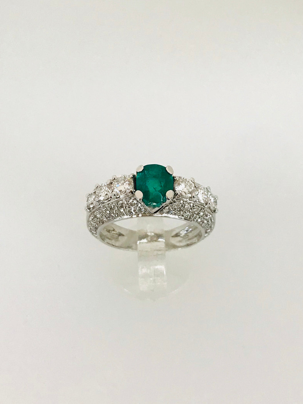 ANELLO FEDINA SMERALDO DIAMANTI ORO BIANCO