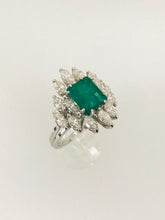 Carica l&#39;immagine nel visualizzatore di Gallery, ANELLO SMERALDO DIAMANTI ORO BIANCO