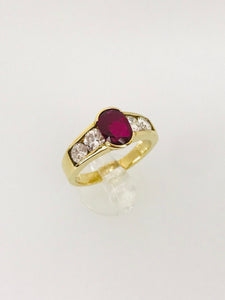 ANELLO FANTASIA RUBINO DIAMANTI ORO GIALLO