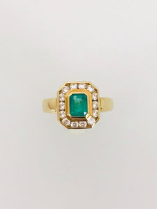 ANELLO SMERALDO DIAMANTI ORO GIALLO