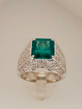 Carica l&#39;immagine nel visualizzatore di Gallery, ANELLO FANTASIA SMERALDO DIAMANTI ORO