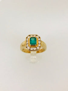 ANELLO SMERALDO DIAMANTI ORO GIALLO