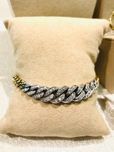 Carica l&#39;immagine nel visualizzatore di Gallery, BRACCIALE GROUMETTE ORO GIALLO E BIANCO CON DIAMANTI AC104