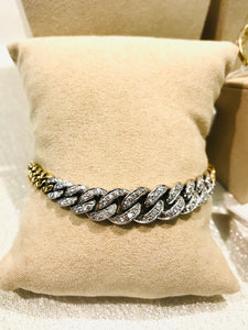 BRACCIALE GROUMETTE ORO GIALLO E BIANCO CON DIAMANTI AC104