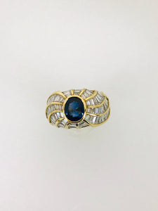ANELLO FANTASIA DIAMANTI ZAFFIRO ORO GIALLO